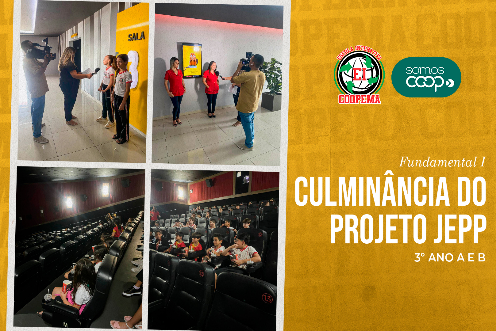 Alunos dos 3º anos realizam Projeto JEPP com foco em brinquedos ecológicos e encerram atividade com passeio ao cinema